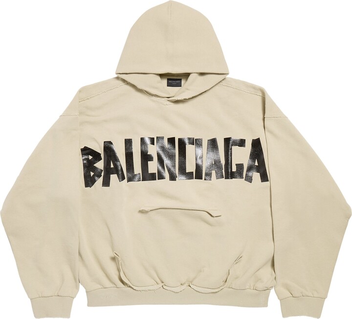Balenciaga Cotton Distressed Tape Logo Hoodie