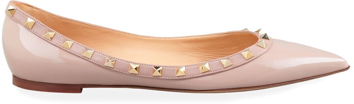 nude patent leather ballet flats