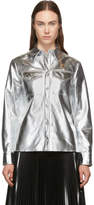 Thumbnail for your product : MSGM Silver Faux-Leather Button Down Shirt