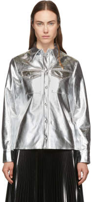 MSGM Silver Faux-Leather Button Down Shirt