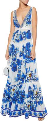 Camilla Ring Of Roses Embellished Floral-print Silk Maxi Dress
