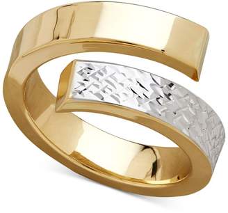 Macy's Two-Tone Bypass Ring in 14k Gold and Rhodium-Plate