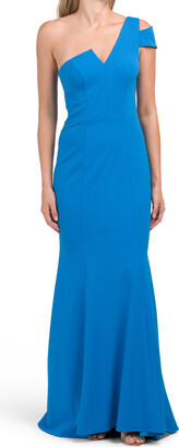 Betsy & Adam One Shoulder Gown With Draped Hem