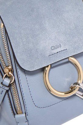Chloé Faye Mini Textured-leather And Suede Backpack - Light blue