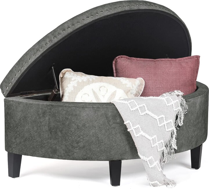 Homebeez 43" Half Moon Storage Ottoman Bench