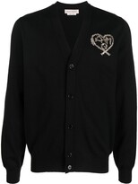 Thumbnail for your product : Alexander McQueen Heart-Embroidered Wool Cardigan