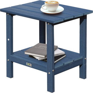 Latitude Run HDPE Double-Tier Rectangular Patio Table All Weather Outdoor Adirondack Side Table