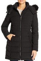 calvin klein faux fur trim wrap coat