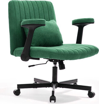 Latitude Run Criss Cross Chair With Wheels Comfy Cross Legged Velvet Armrest Office Computer Ergonomic Desk Chair Modern Swivel Makeup Vanity Task Chair Height A