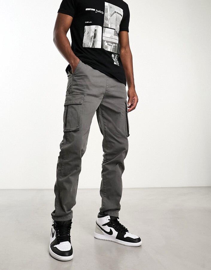 Bershka cargo pants with key chain in black - ShopStyle