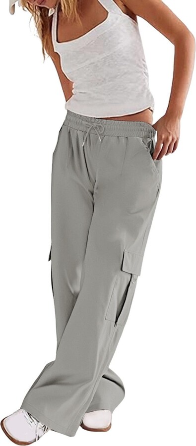 Generic Cargo Pants for Women UK Y2k Baggy Elastic High Waist Wide