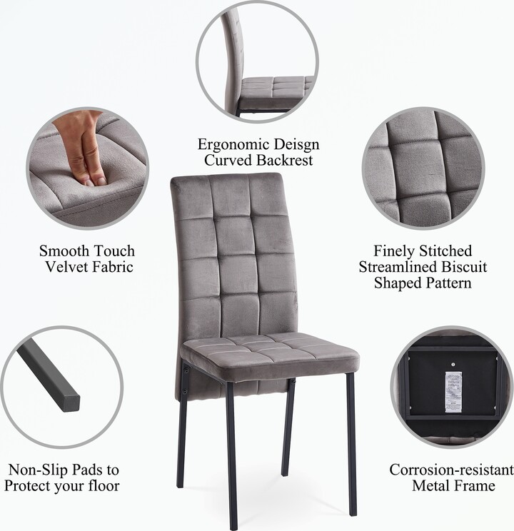 Velvet High Back Dining Chair with Black Legs, Set Of 4 ShopStyle