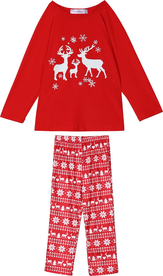 Unique Bargains Women’s Christmas Deer Tee and Deer Pants Family Pajama Sleepwear Sets