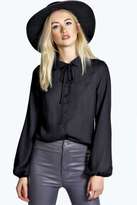 Thumbnail for your product : boohoo Liz Peter Pan Collar Tie Neck Blouse