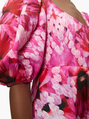 Alexander McQueen Puff-sleeved Floral-print Poplin Dress - Pink Multi