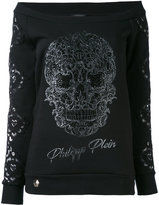 Philipp Plein - sweat à épaules dénudées - women - coton/Polyester/Spandex/Elasthanne/glass - M