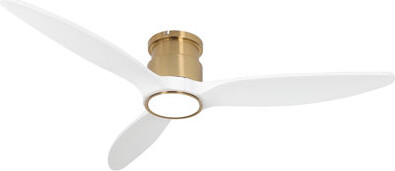 White Wood Fan Blade Metal Short Pole Recessed Mount Modern Small Concave Duplex Fan Light With Tri-color 22 Watt Led Light Comes With A Dc Motor For