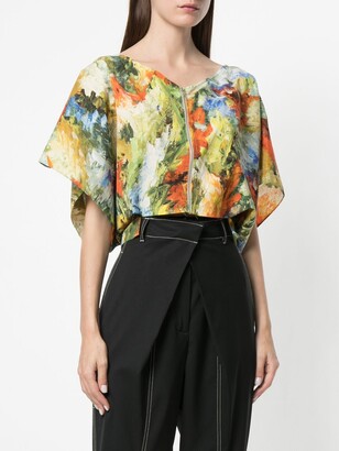 Jean Paul Gaultier Pre-Owned Abstract Print Cropped Blouse