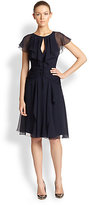 Thumbnail for your product : Carolina Herrera Silk Chiffon Flutter-Sleeve Dress