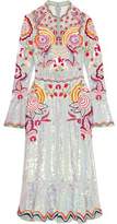Temperley London Embroidered Sequined Silk-Blend Dress