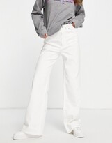 Thumbnail for your product : Monki Yokowide straight leg cord pants in white