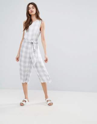 NATIVE YOUTH Tie Waist Gingham Culotte Jumpsuit