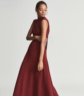 Thumbnail for your product : Reiss Petite Livvy - Open Back Midi Dress Petite in Dark Red