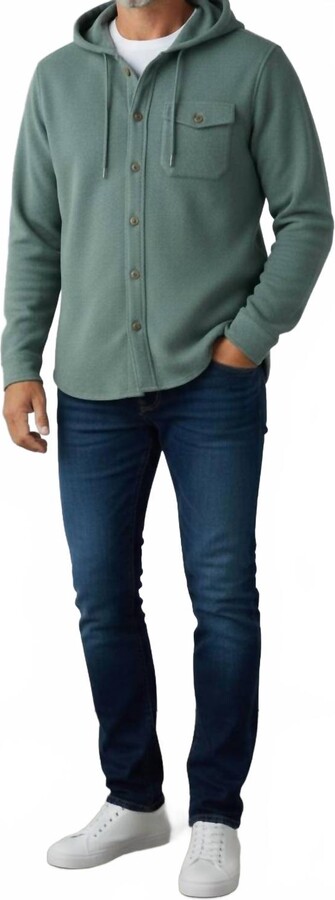 Roosters Supply Company Parson Button Up Hoodie In Olive