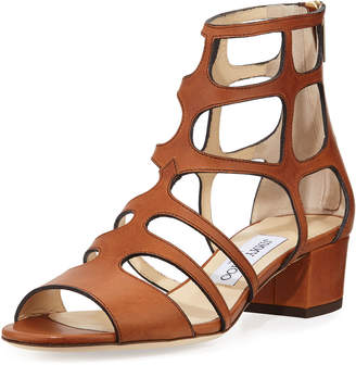 Jimmy Choo Ren Leather Caged 35mm Sandal, Canyon Brown