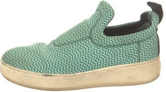 Celine Slip-On Sneakers Green Printed Rubber Trim Round-Toes Platform Designer