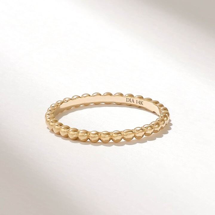 Etsy 14K Solid Gold Bubble Ring For Women, Dainty Beaded Eternity Band, Minimalist Stackable Ring, 18K Gift Girlfriend Or Birthday