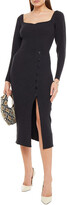 Thumbnail for your product : Sandro Madine button-embellished mélange ribbed-knit midi dress