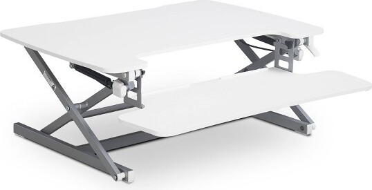 TrueSeating LargeErgoHeightAdjustableStandingDeskConverterWhite WorkstationforLaptops,PortableDeskRiser