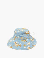 Thumbnail for your product : Ganni Horse-print Drawcord Cotton-poplin Bucket Hat - Blue Multi
