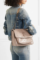 Thumbnail for your product : Saint Laurent Niki Medium Quilted Crinkled Glossed-leather Shoulder Bag - Beige