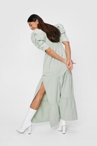 Thumbnail for your product : Nasty Gal Womens Linen Look Puff Sleeve Tiered Maxi Dress
