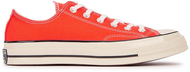 orange canvas sneakers