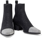 Thumbnail for your product : Balmain Two-tone Glittered Leather Ankle Boots