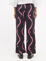 Thumbnail for your product : Post-Imperial Ikeja Wave-print Cotton Trousers - Black
