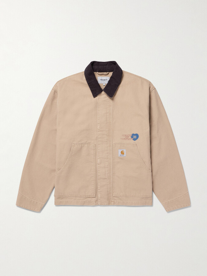 Carhartt Work In Progress OG Arcan Corduroy-Trimmed Printed Organic Cotton-Canvas Chore Jacket