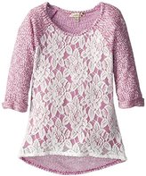 Thumbnail for your product : Speechless Big Girls' Lightweight Sweater with Lace Front