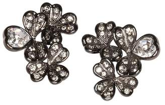 Kenneth Jay Lane Black Diamond Clover Clip Earrings