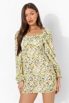 Thumbnail for your product : boohoo Floral Puff Sleeve Mini Dress