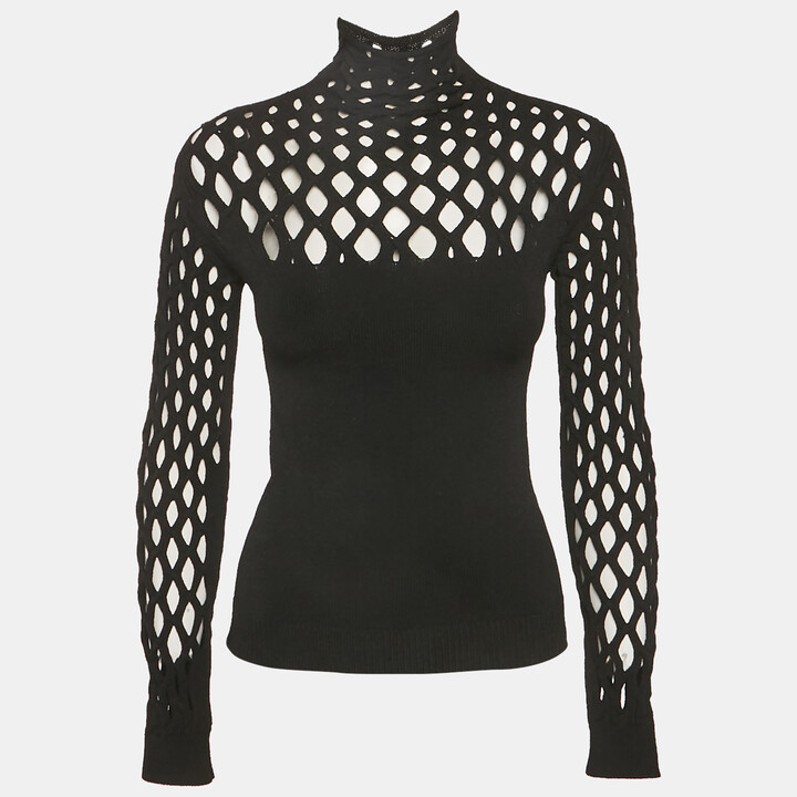 Valentino Black Stretch Mesh Knit Pull Over M