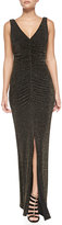 Thumbnail for your product : Laundry by Shelli Segal Sleeveless V-Neck Shirred Metallic Gown
