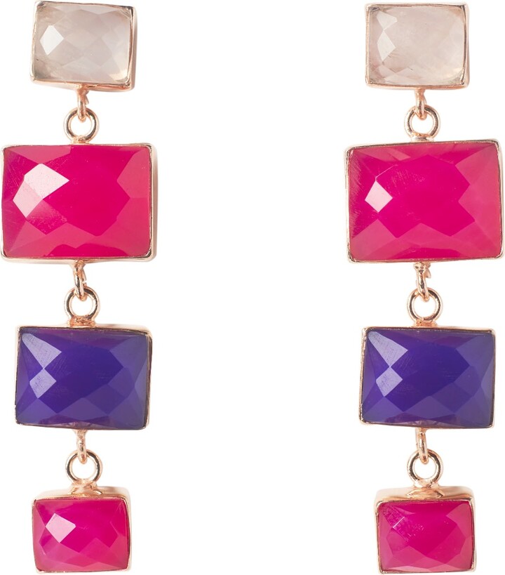 Yaa Yaa London Rose Gold / Orange Tropical Jewel Rose Gold Vermeil Statement Earrings