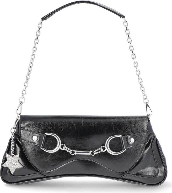 Paris Hilton Women’s Rider Large Shoulder Baguette Bag, Black