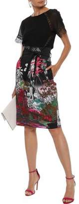 Alberta Ferretti Belted Printed Stretch-cotton Pencil Skirt