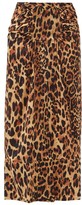 Thumbnail for your product : Paco Rabanne Gathered Leopard-print Satin Midi Skirt - Leopard