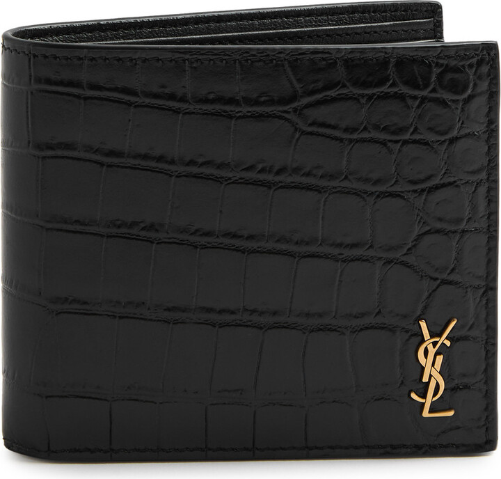 Saint Laurent Logo Crocodile-effect Leather Wallet